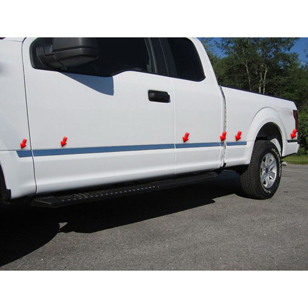 Stainless Side Molding Insert 10p kit (fits: 2015-17 Ford F-150 Reg Cab/8' Bed)