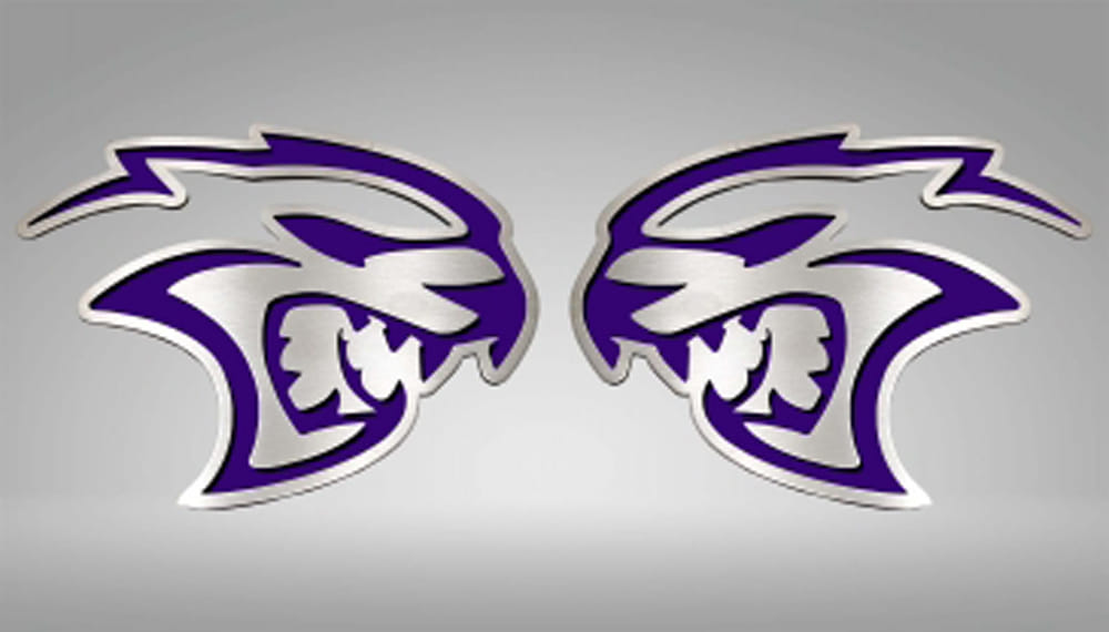 Badges Purple Hellcat Inlay 2pc fit 15-23 Dodge Challenger SRT Hellcat [Brushed]