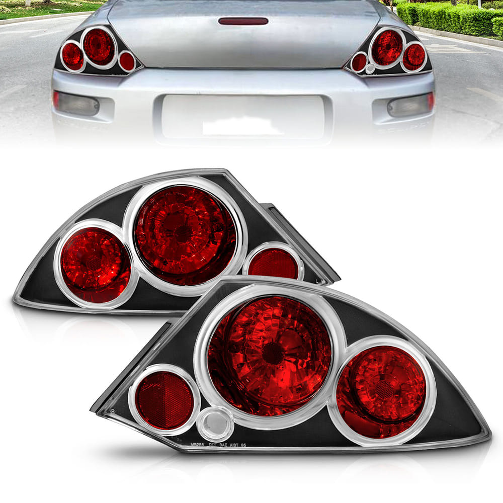 Black Clear Lens Tail Light Assembly fits 2000-2005 Mitsubishi Eclipse