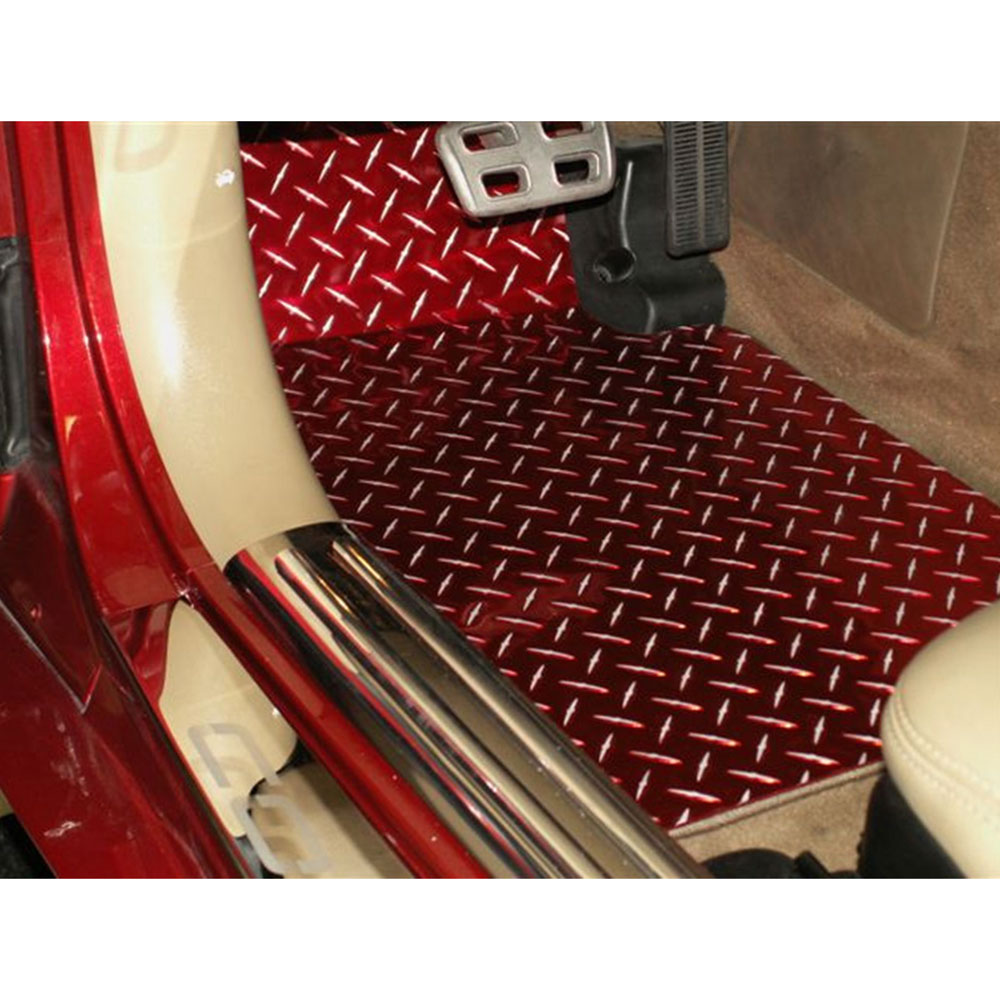 Red Diamond Plate Show Floor Mats For 99 Chevy Corvette Aluminum