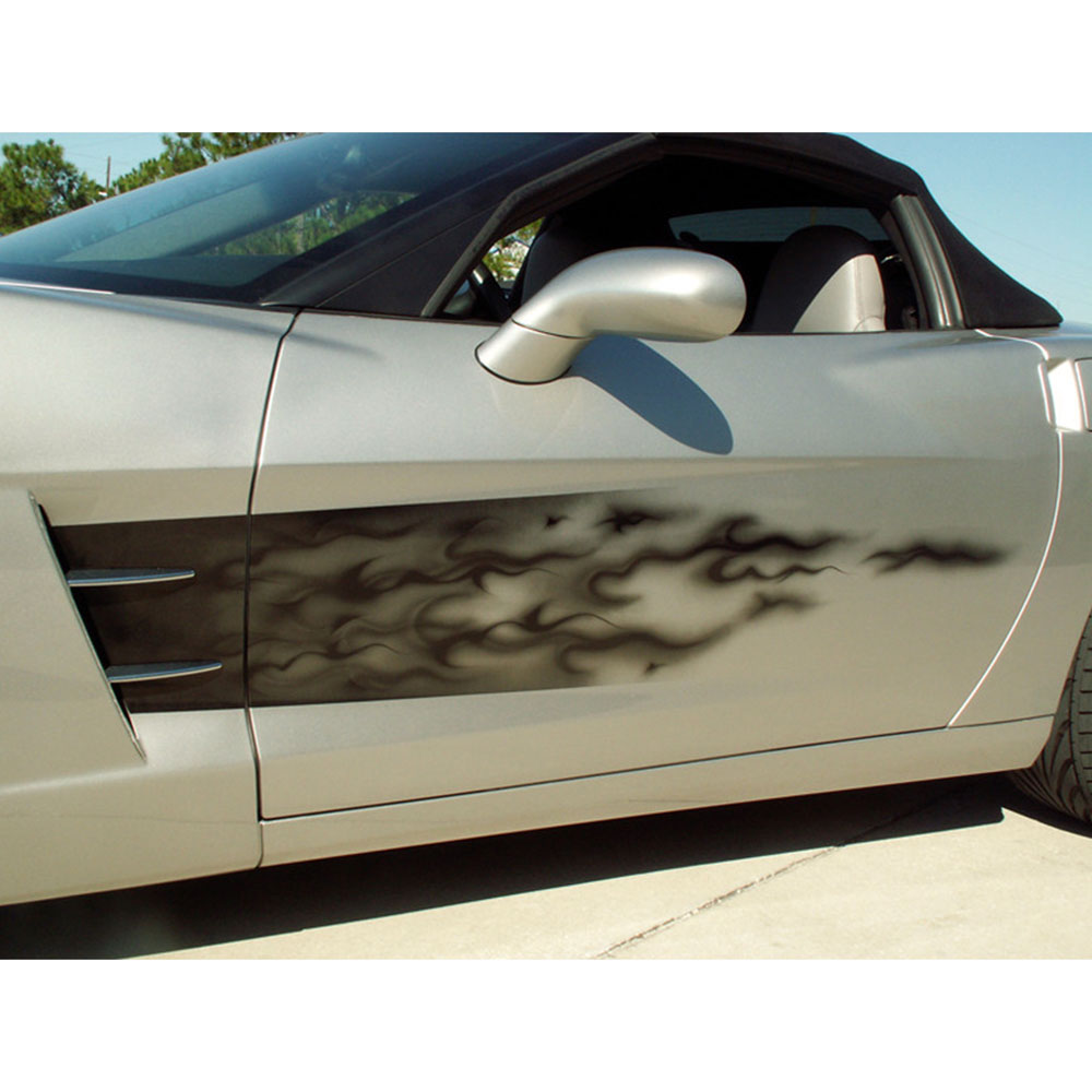 Black Sport Fade Flame Side Graphic 2p for 2005-2013 Chevy Corvette C6 [Vinyl]