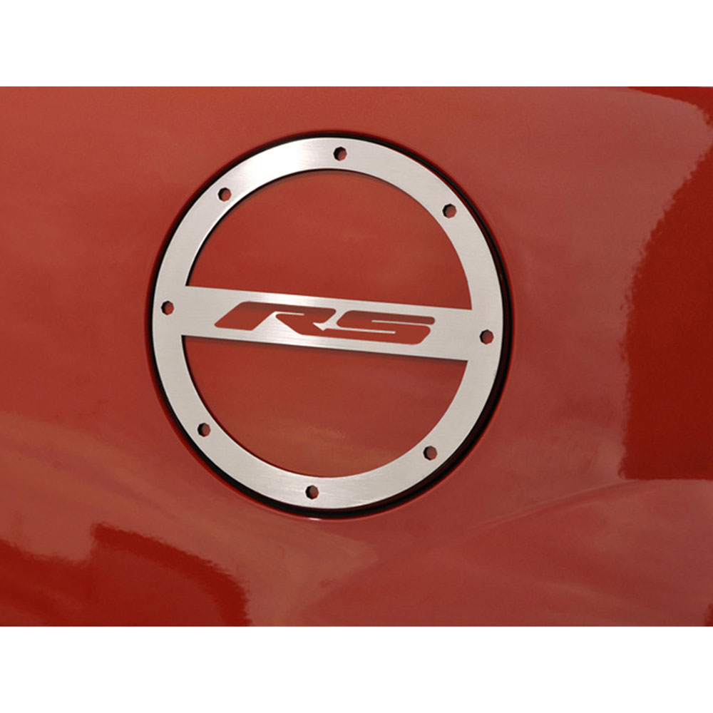 Gas Door Cover 'RS' Logo for 2010-2017 Chevy Camaro [Stainless Steel/Brushed]
