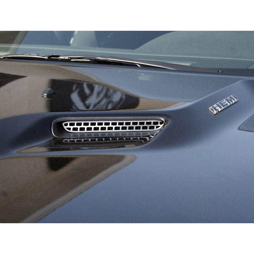 Hood Scoop Grille Overlays 2p for 200814 Dodge Challenger [Stainless/Polished] eBay