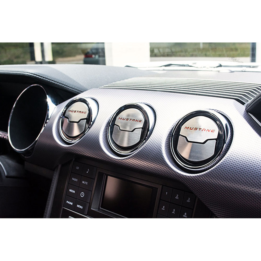 A/C Vent Trim Yellow C-Fiber 'Mustang' Inlay for 2015-2016 Mustang [Brushed]
