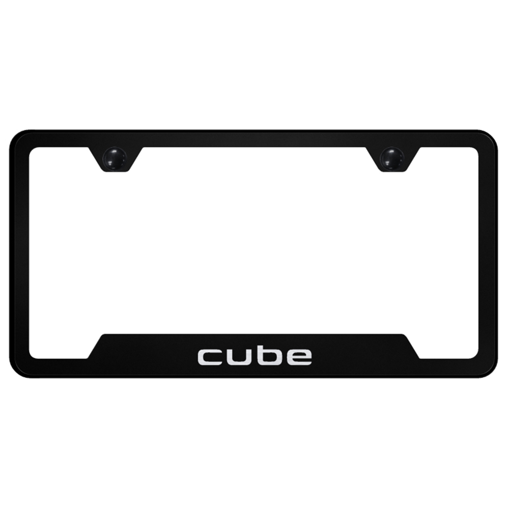 Licensed Black Cut-Out License Plate Frame - Laser Etched for Nissan Cube