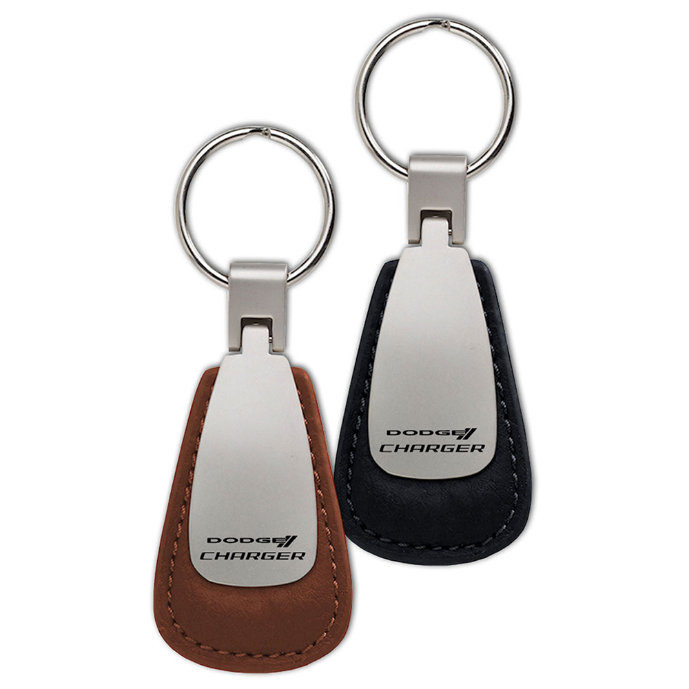 Name Leather Teardrop Keychain for Charger - AUGDP0288