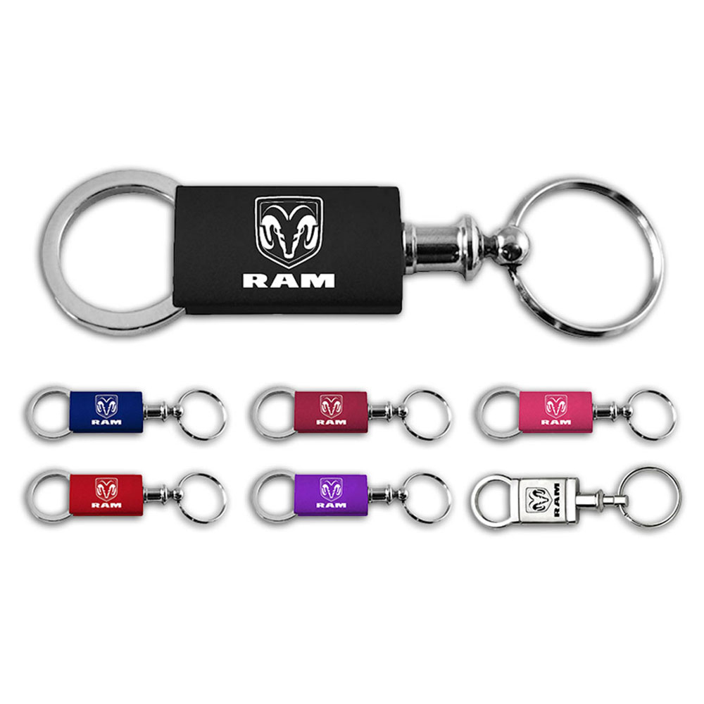 Dodge R//T Navy Blue Logo Metal Aluminum Valet Pull Apart Key Chain Ring Fob