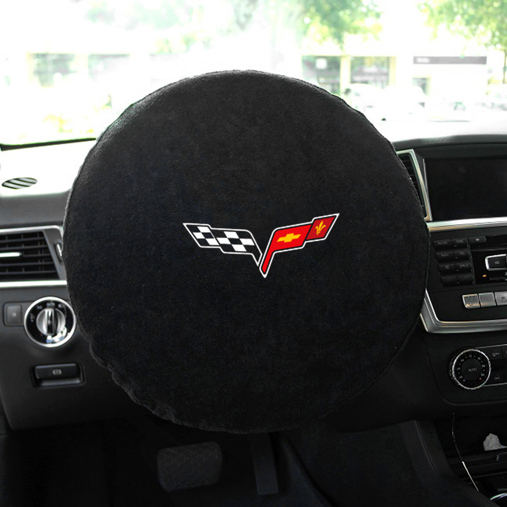 Details About Seat Armour Black Cloth Steering Wheel Cover Fit For Chevy Corvette C6 Logo