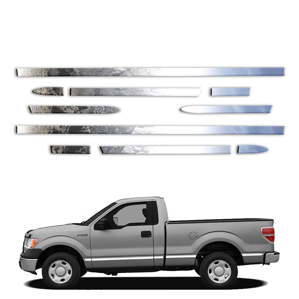 12p LuxuryFX Chrome 1 1//2/' Molding Insert w//Flares for 2009-2014 Ford F150 6.5/'