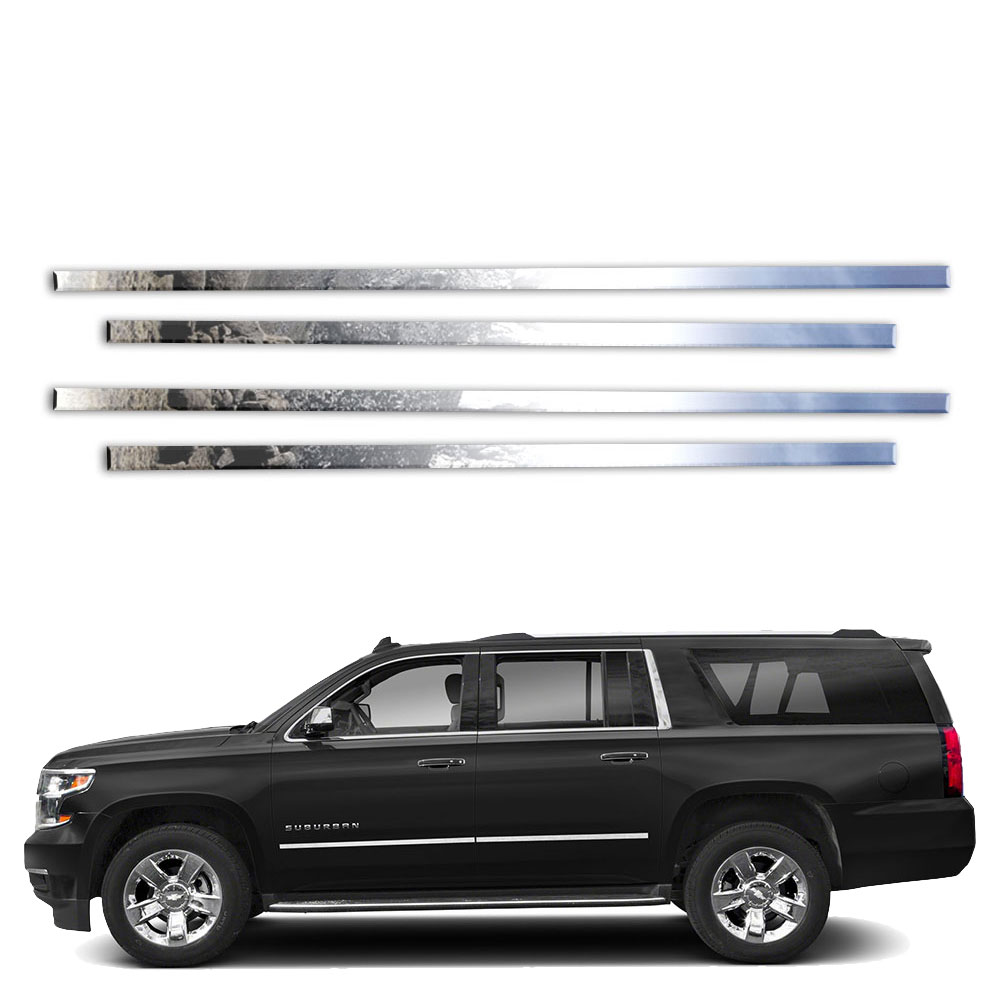 Fits Chevy Suburban 2015-2020 Stainless Chrome Polished Side Door Accent Trim