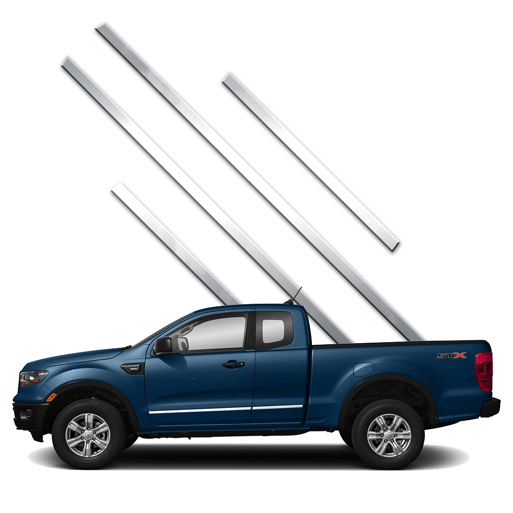 4pc 1 1 4 Accent Trim Fits 2019 2021 Ford Ranger Super Cab By Brighter Design Ebay