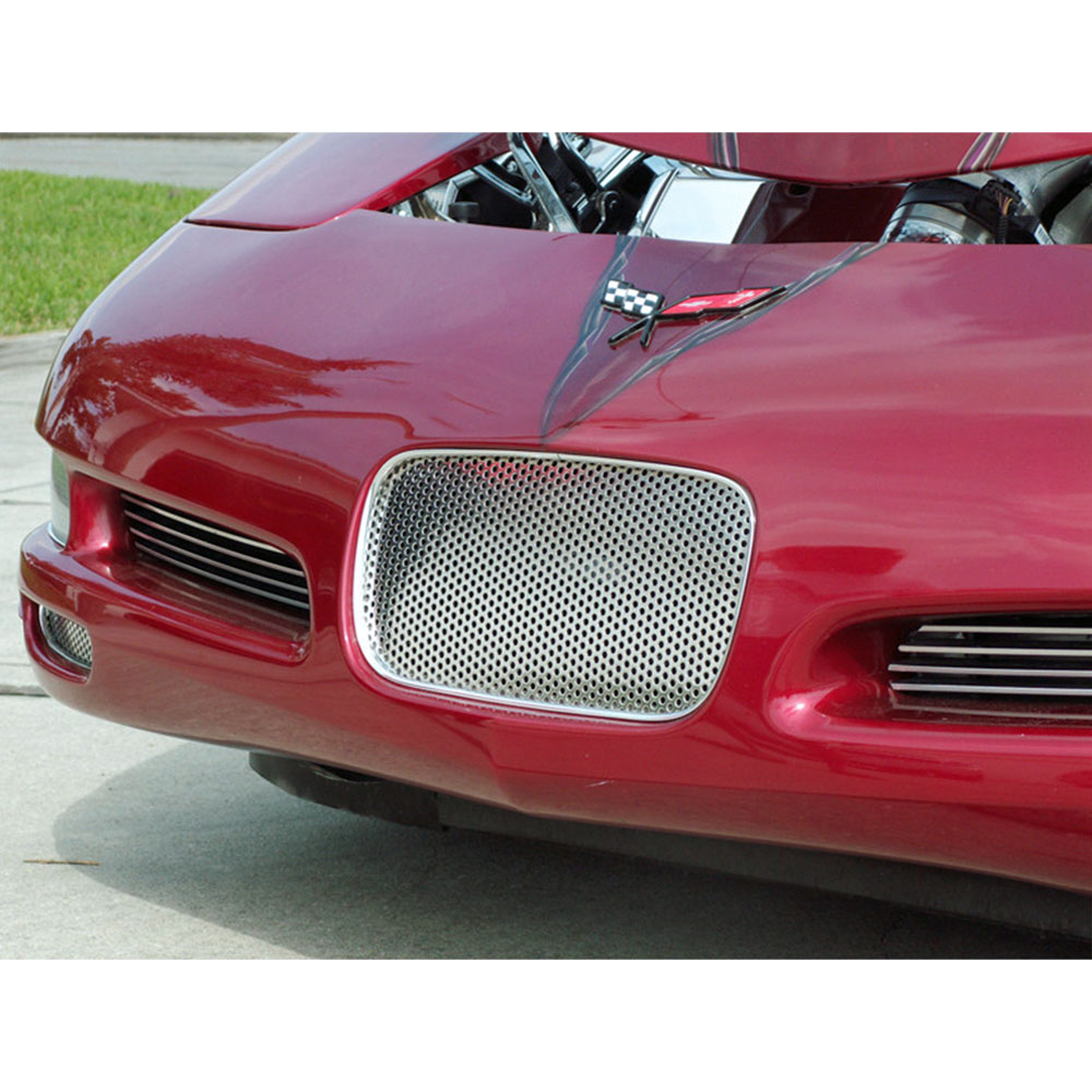 Polished Stainless Front Laser Mesh Brake Vent Grilles for 97-04 Chevy Corvette