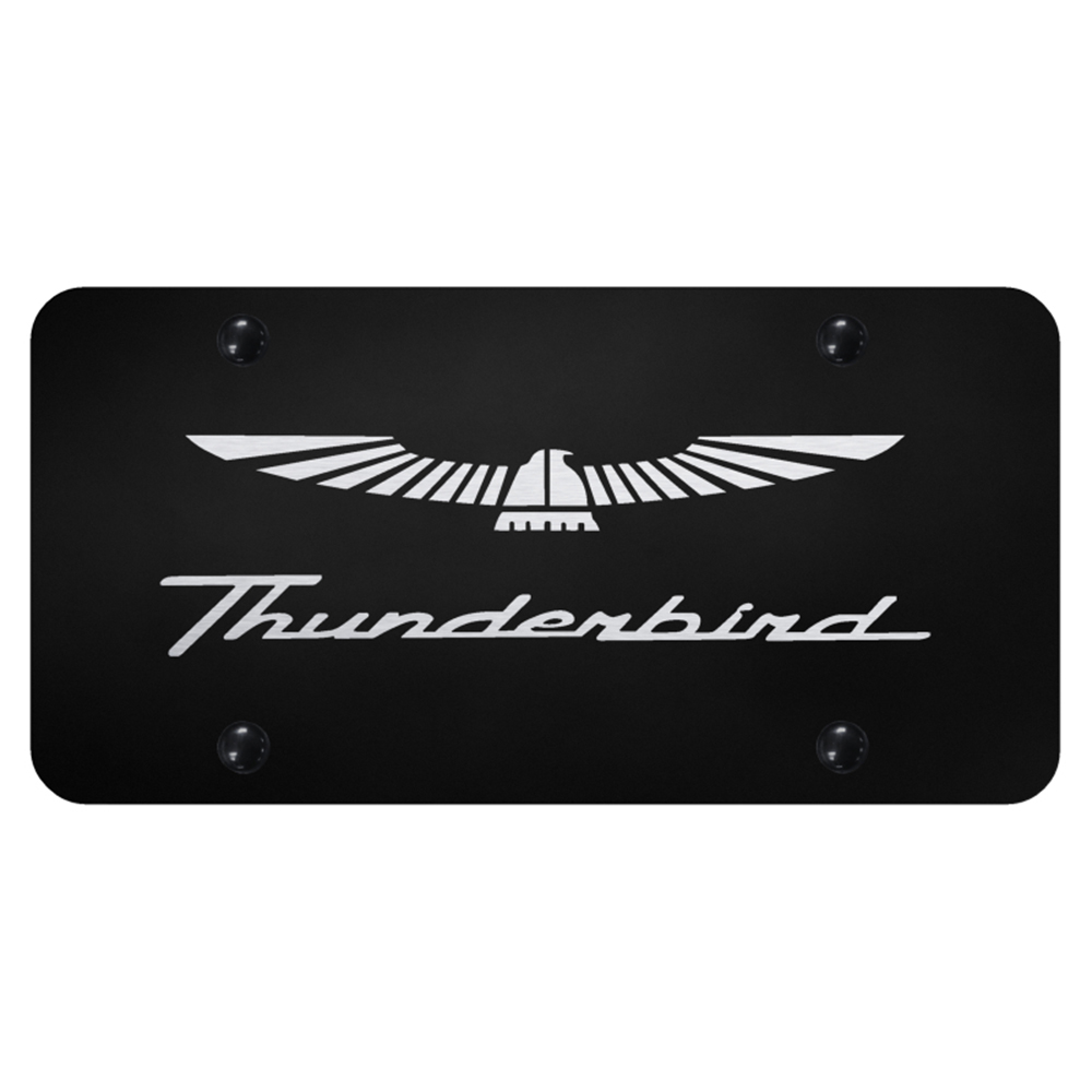 Ford Thunderbird Emblem Logo Laser Etch Front License Plate Frame BLACK Steal