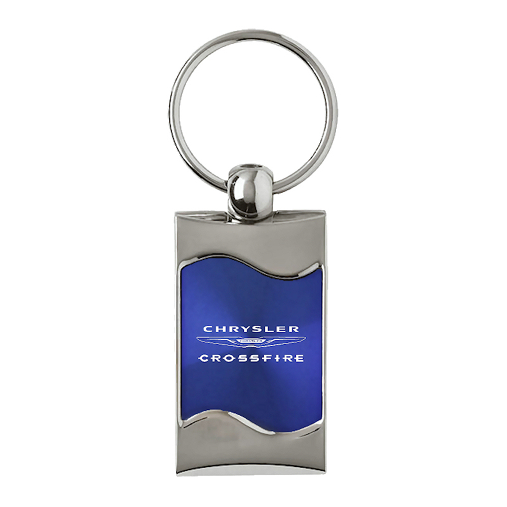 Chrysler Crossfire on Blue Rectangular Wave Keychain ...