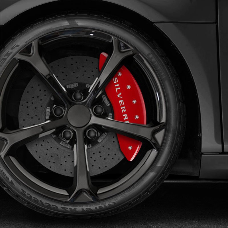 Red Caliper Covers Set of 4 Engraved 'Silverado' for 2020 Chevy