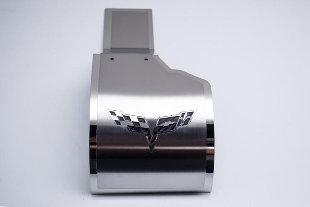 Alternator Cover w/Black Crossed Flags for 2005-2013 Chevy Corvette - Picture 2 of 5